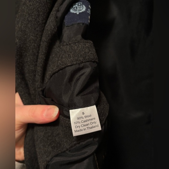 Loro Piana x J. Hilburn Men’s Wool Cashmere Long Charcoal Grey Coat Size Small - Picture 16 of 16